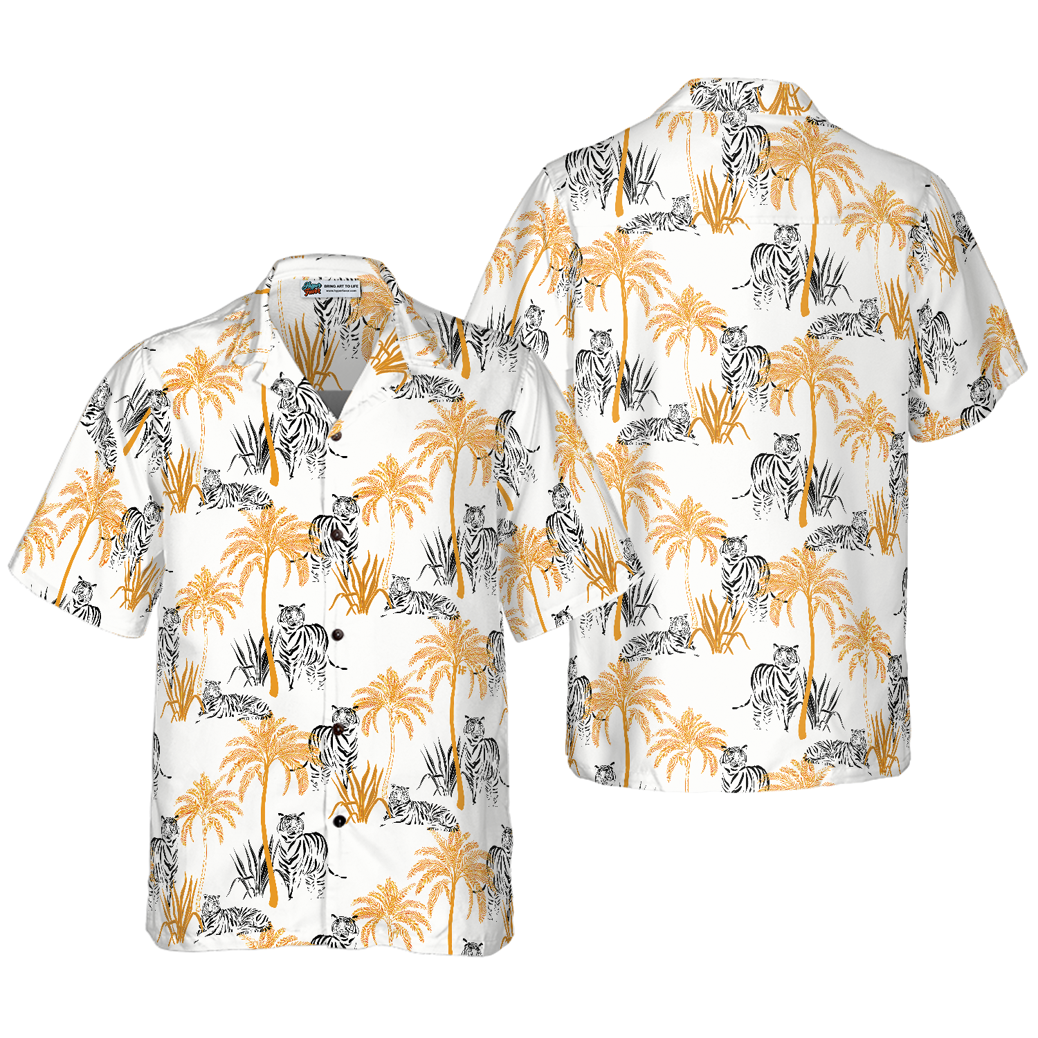 Tropical Palm Tree Tigers Shirt For Men Hawaiian Shirt - Hyperfavor