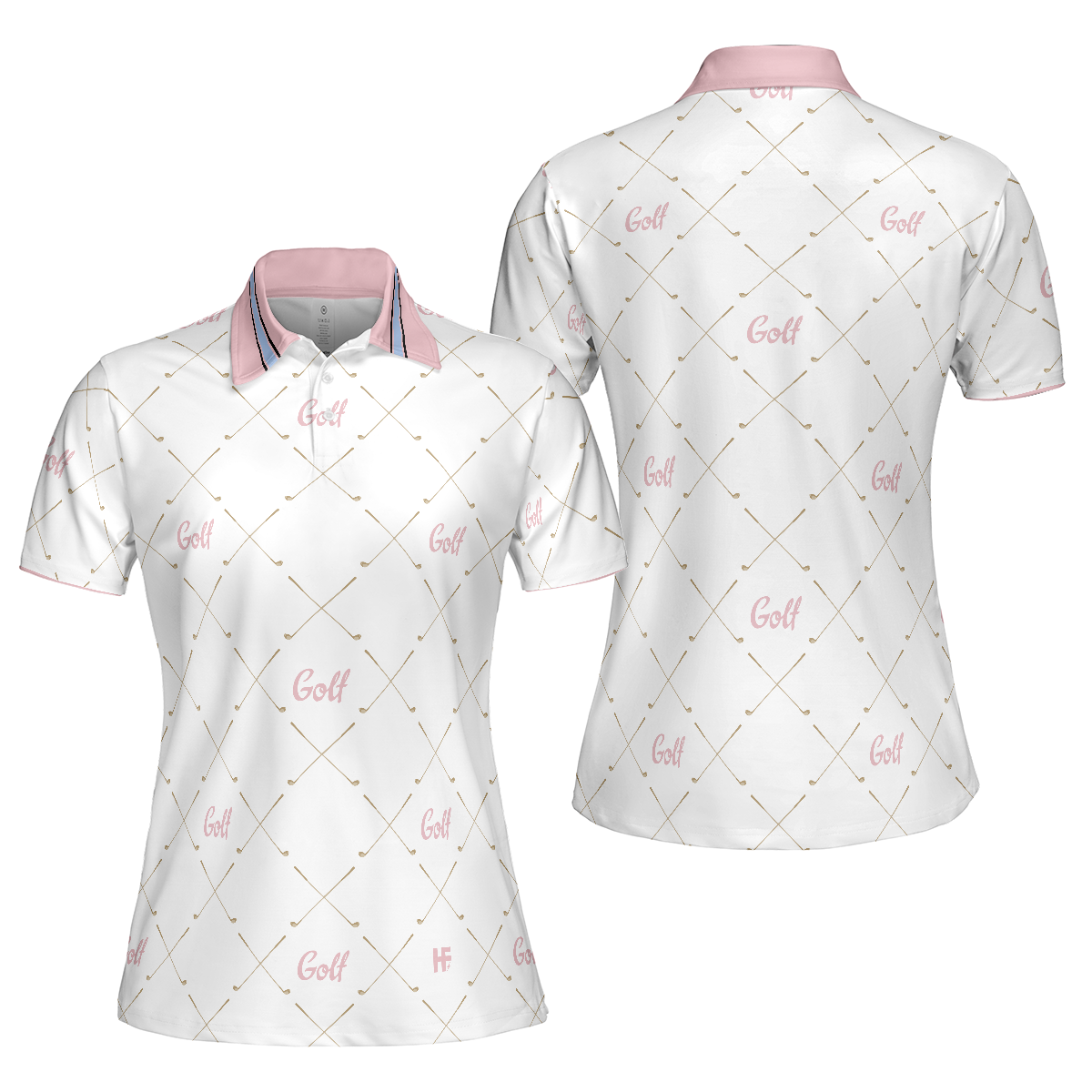 Golf In Pink With Simple Golf Clubs Pattern Short Sleeve Women Polo Shirt, Classic Golf Shirt For Ladies - Hyperfavor