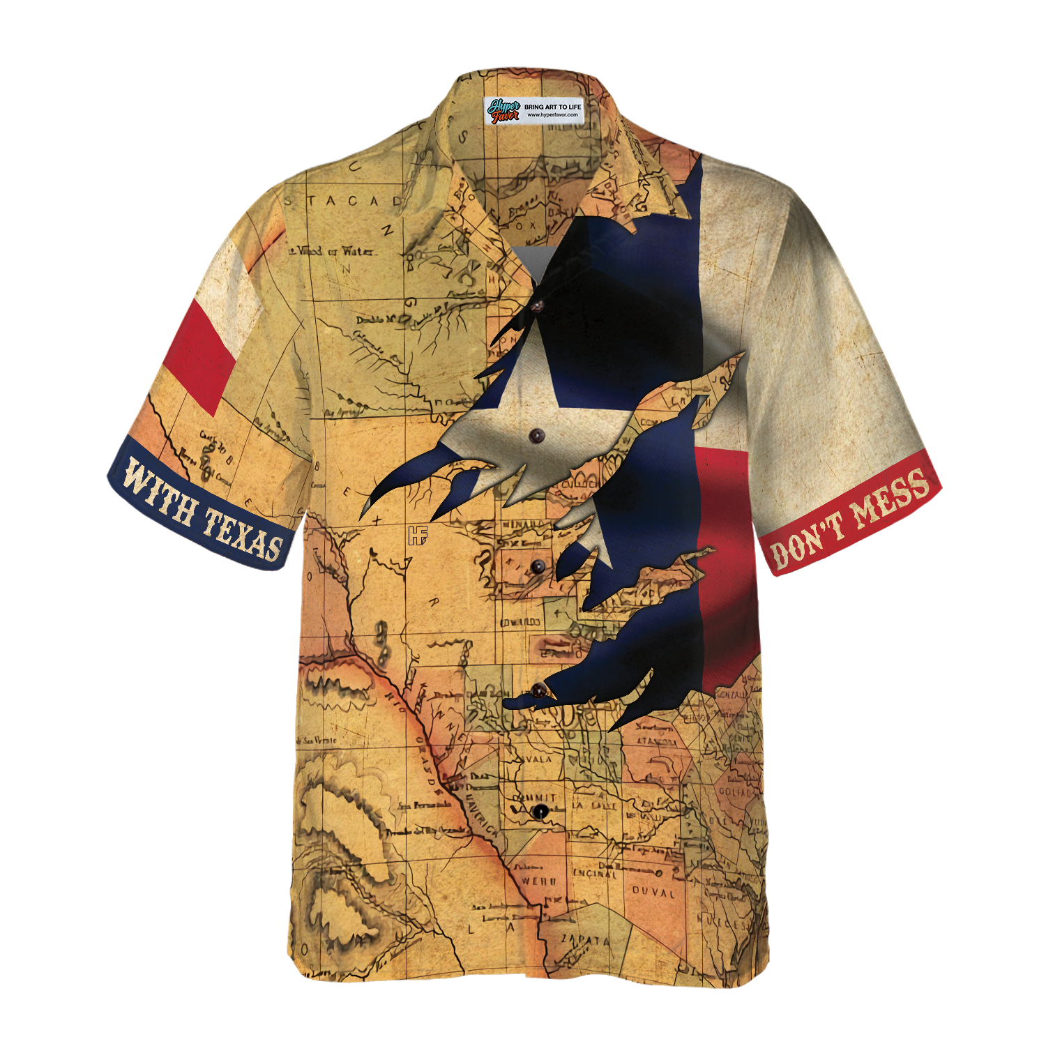 Texas Flag and Map Vintage Texas Hawaiian Shirt, Don’t Mess With Texas Flag Shirt, Proud State Of Texas Shirt For Men - Hyperfavor