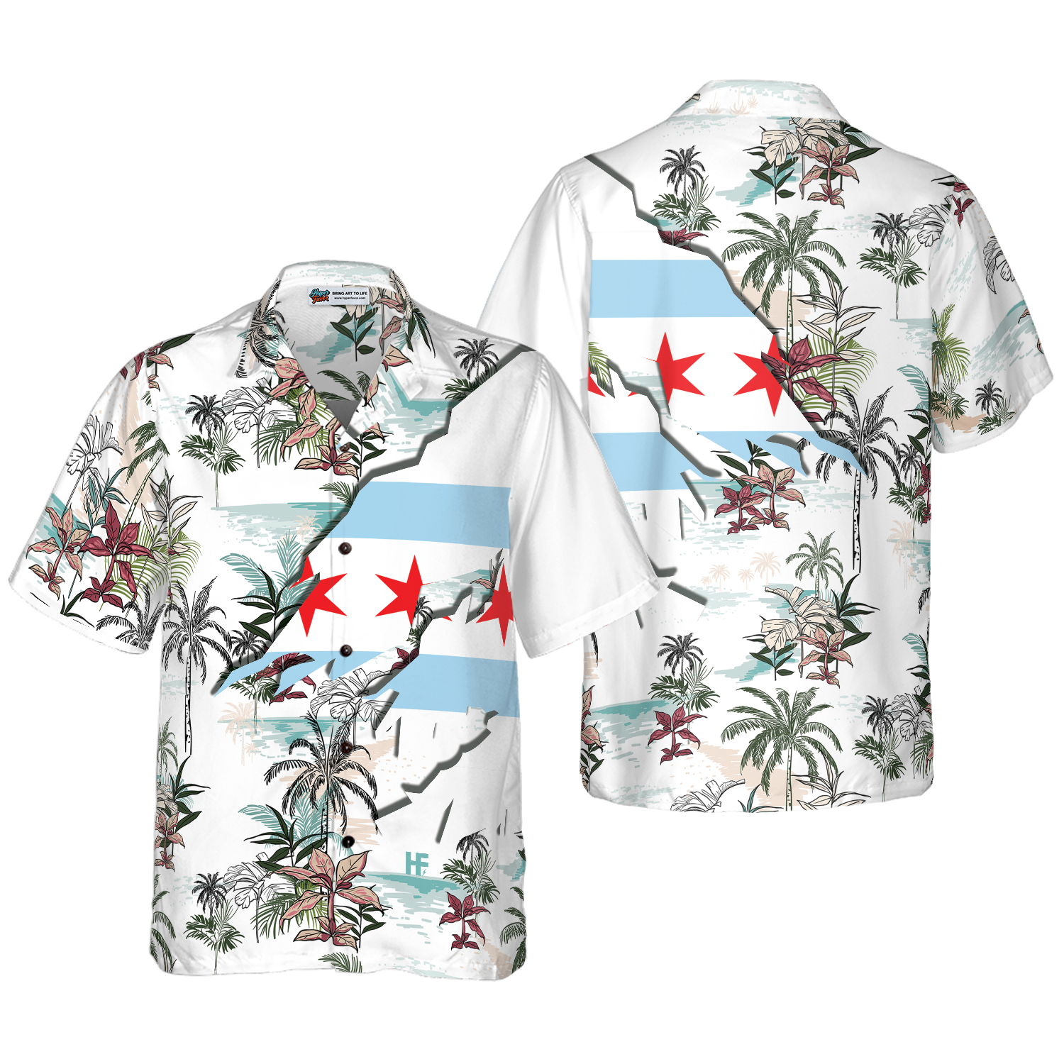 Navy Chicago Hawaiian Shirt - Hyperfavor