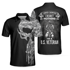 I Am An US Veteran Polo Shirt, Skull Camo Shirt For Retired Veterans, Best Veteran Day Shirt Design - Hyperfavor