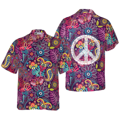 Paisley Tropical Leaves Hippie Hawaiian Shirt - Hyperfavor