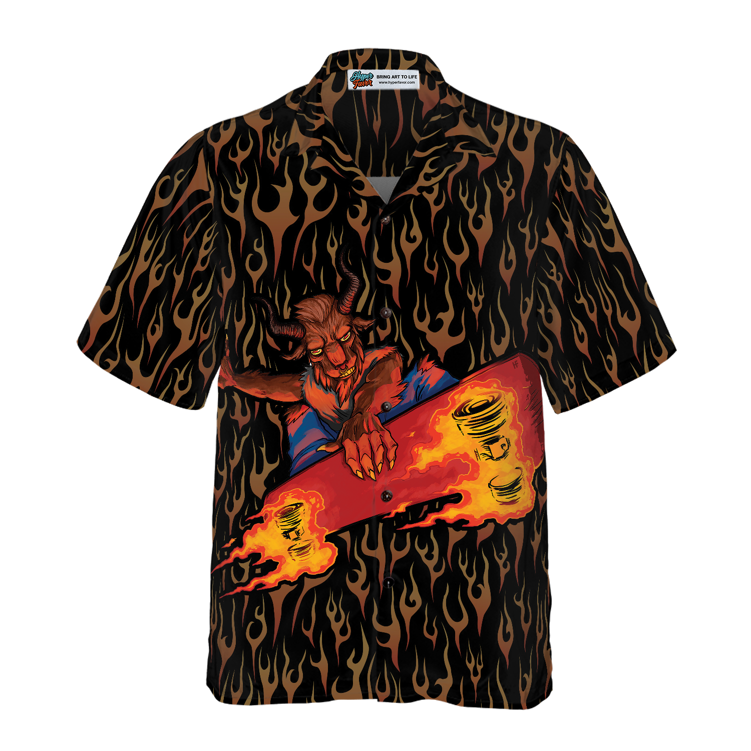 V.H.O. Camicia Hawaiana Funky – Terivelle 100% – Vestibilità Regular Con Tasca – Colore Nero, Taglia XXL (Attenzione Alle Taglie India/UE)