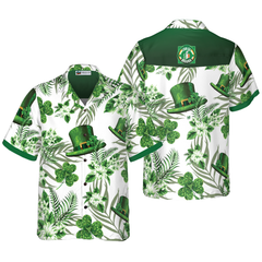 Erin Go Braugh Ireland Green Hat and Shamrock Pattern Hawaiian Shirt - Hyperfavor