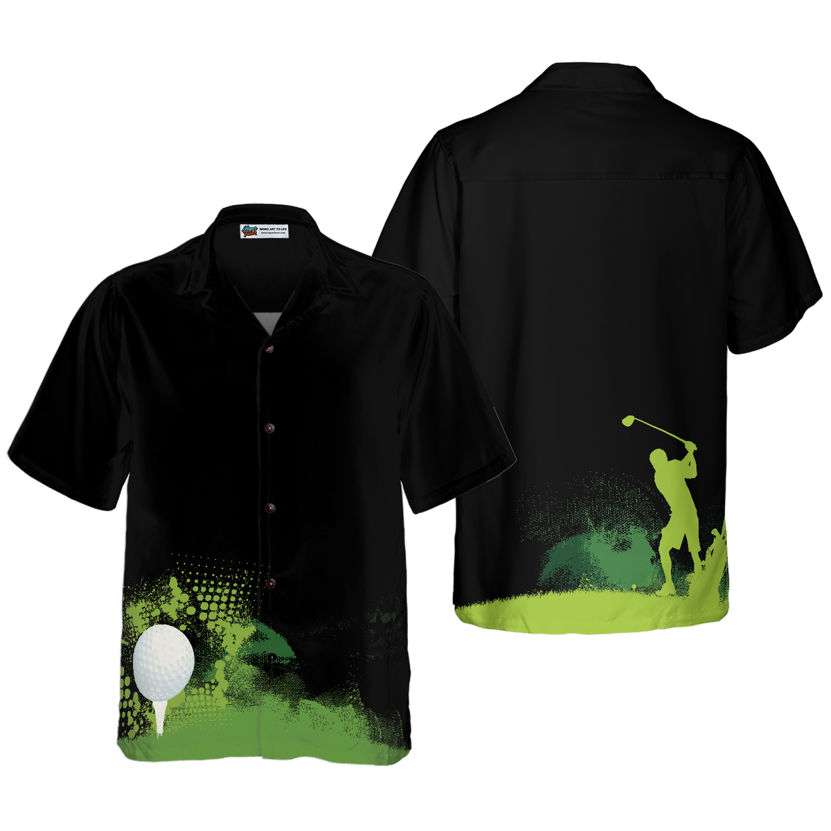 Golf Grunge Graphic Hawaiian Shirt - Hyperfavor