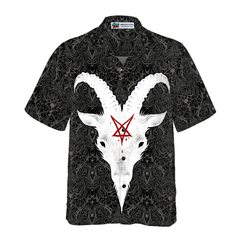 Seamless Gothic Skull Pattern Goth Goat Head Hawaiian Shirt - Hyperfavor