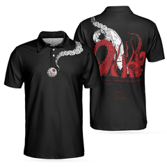 Red Sea Octopus Golf Polo Shirt, Eye Golf Ball, Artistic Golf Shirt For Men, Gift For Golfers - Hyperfavor