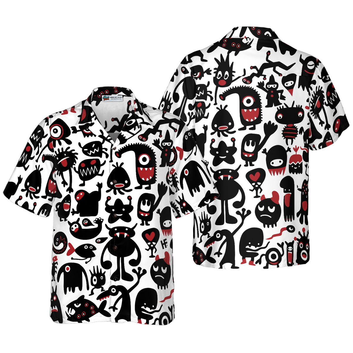 Black Monsters For Halloween Hawaiian Shirt - Hyperfavor