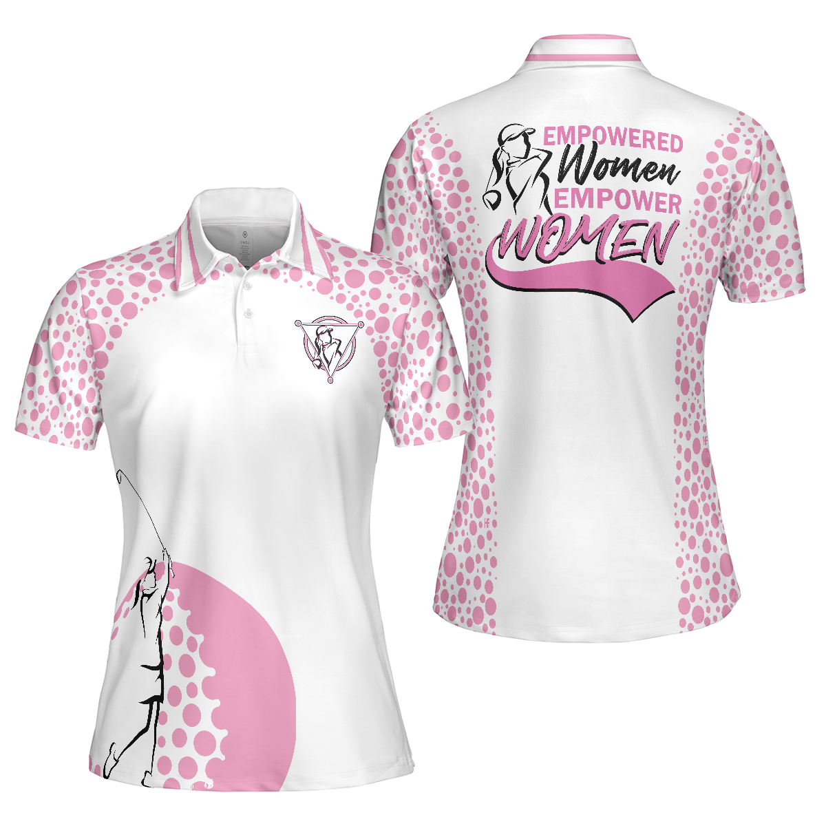 Empowered Women Empower Women Golf Pink Short Sleeve Women Polo Shirt, Golf Shirt For Ladies, Unique Female Golf Gift - Hyperfavor