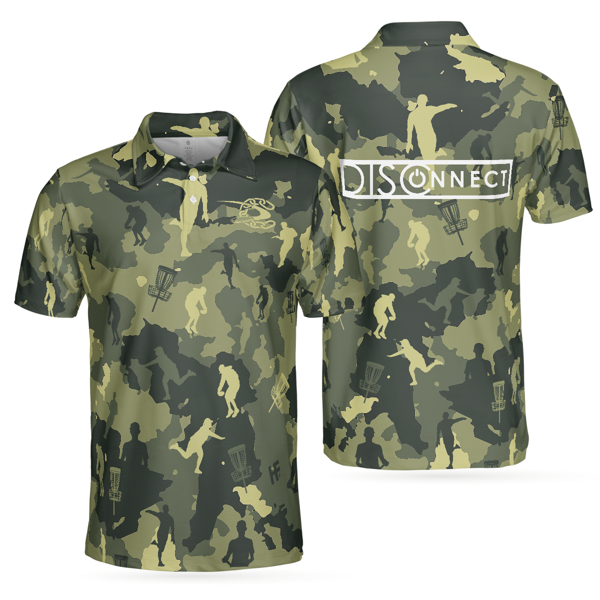 Custom Camouflage Texture Disc Golf Polo Shirt - Hyperfavor