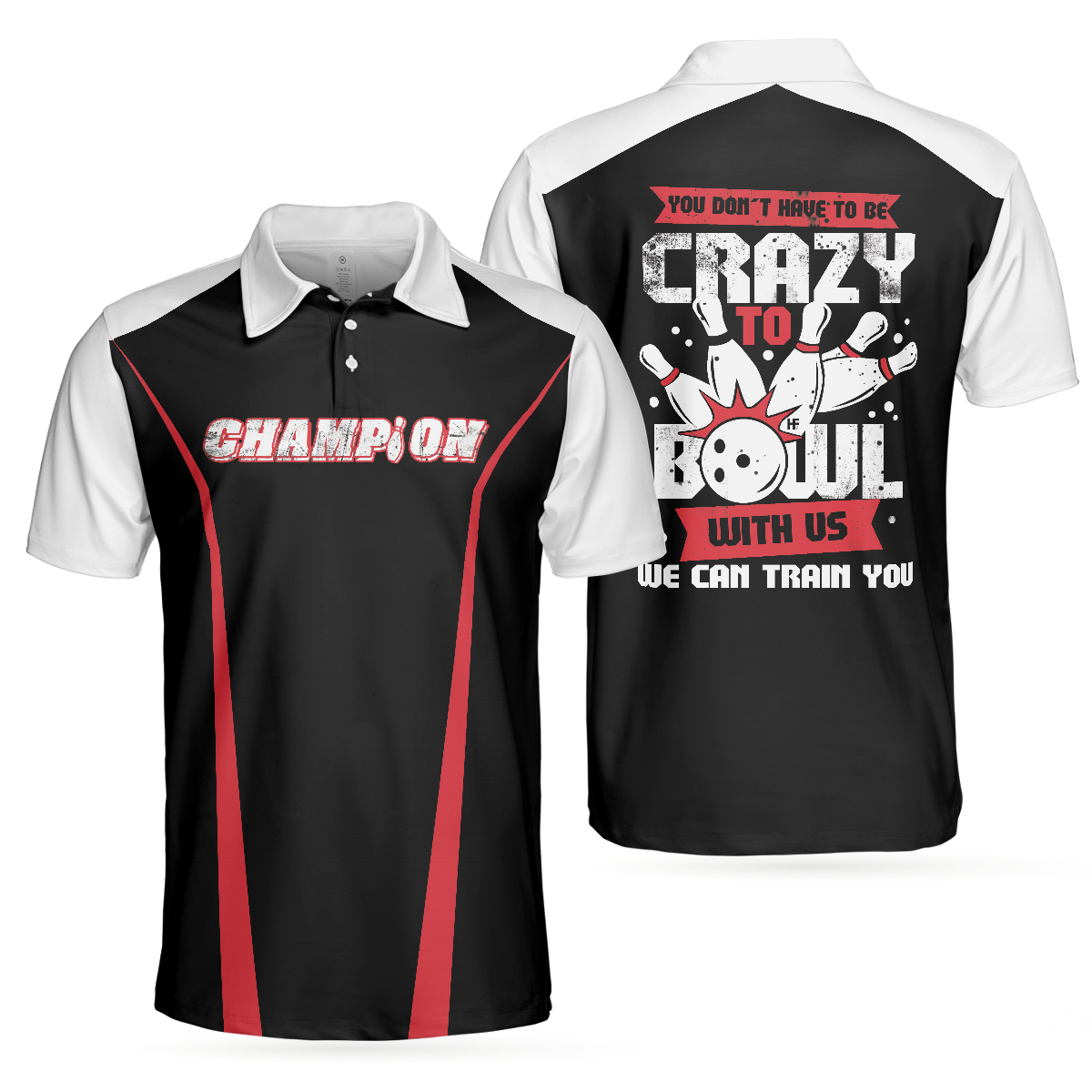 We Can Train You Bowling Polo Shirt, Simple Polo Bowling Shirt Design, Funny Bowling Shirt With Sayings - Hyperfavor