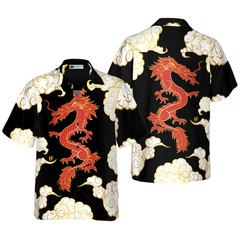 Cool Chinese Dragon Black Red Cloud Hawaiian Shirt - Hyperfavor