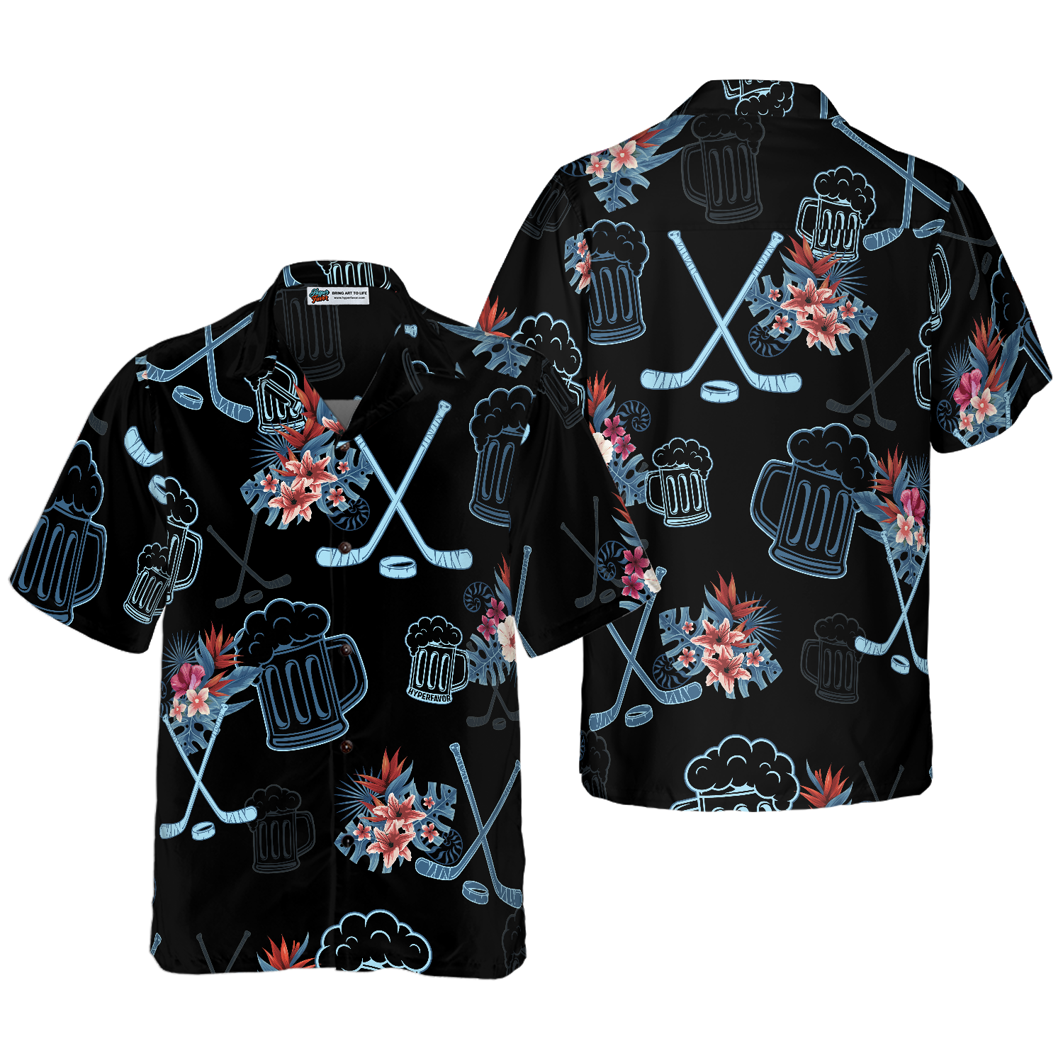 Hockey & Beer Tropical Hawaiian Shirt - Hyperfavor