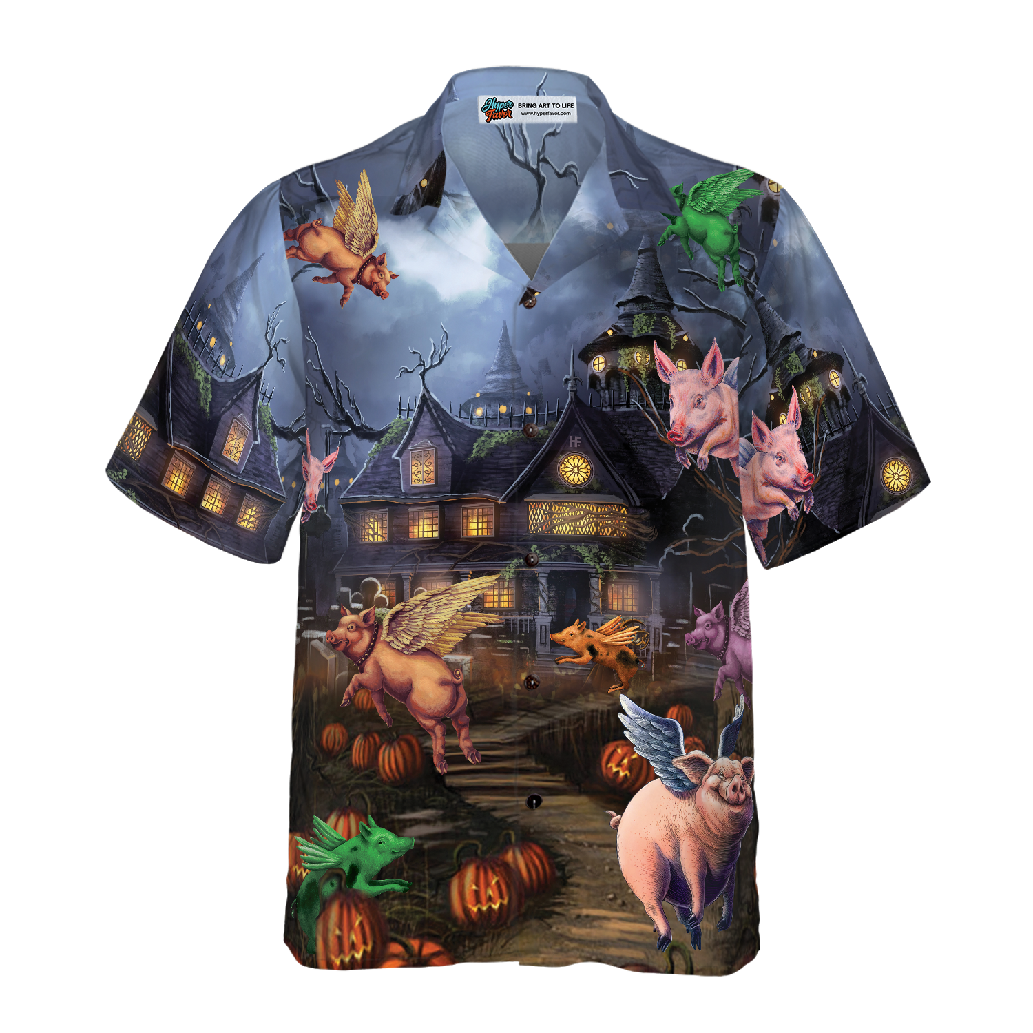 Scary Pigs Can Fly Hawaiian Shirt - Hyperfavor