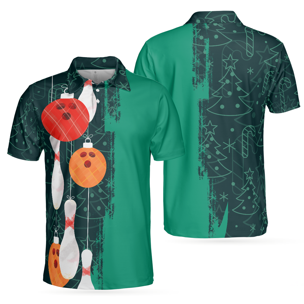 Christmas Bowling Decoration Light Mens Polo Shirts - Hyperfavor