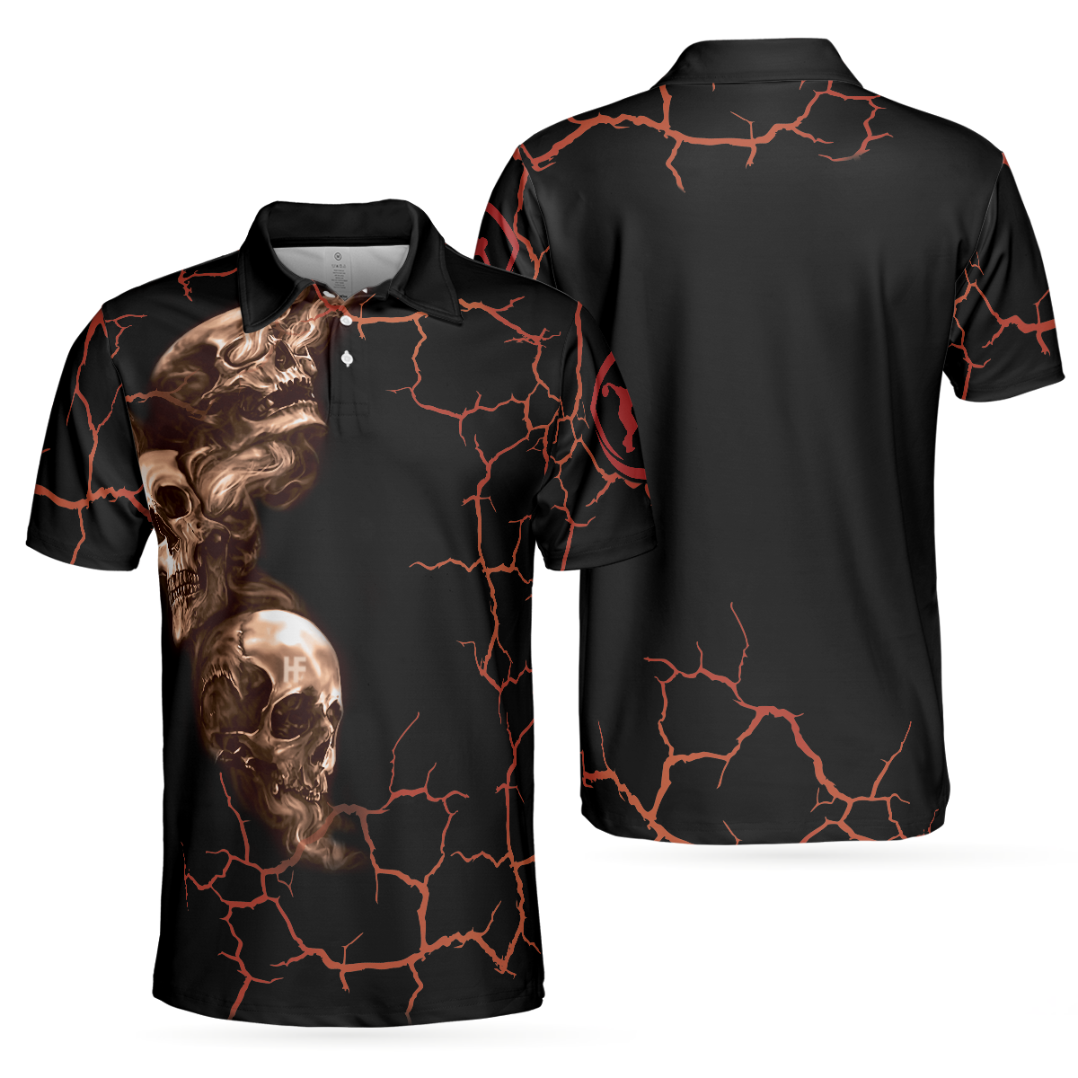 Red Thunder With Skull Polo Shirt - Hyperfavor