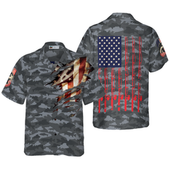 Fishing American Flag Hawaiian Shirt - Hyperfavor