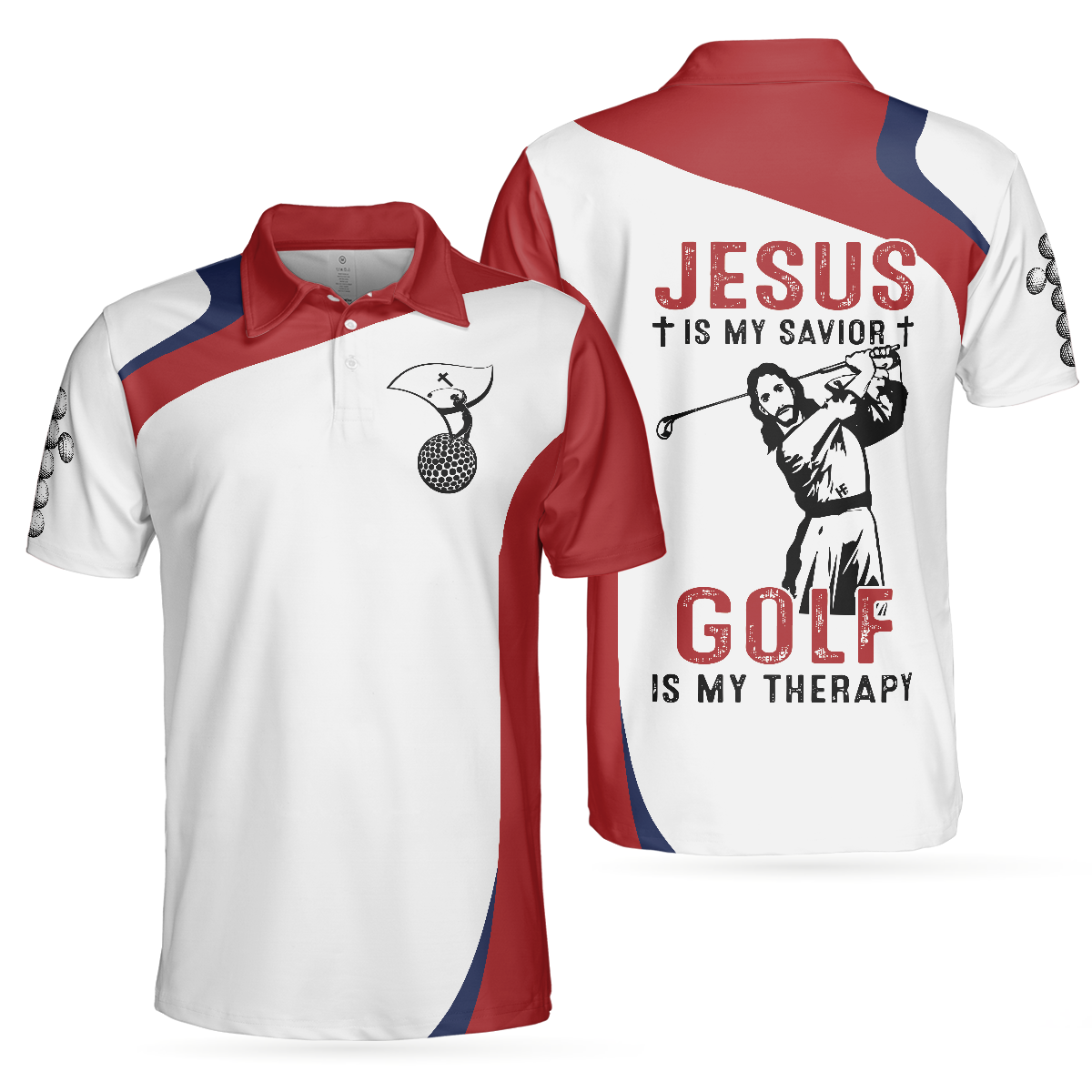 Golf Is My Therapy Polo Shirt, Best Golf Shirts For A Good Christian, Polo Golfing Shirt With Sayings - Hyperfavor