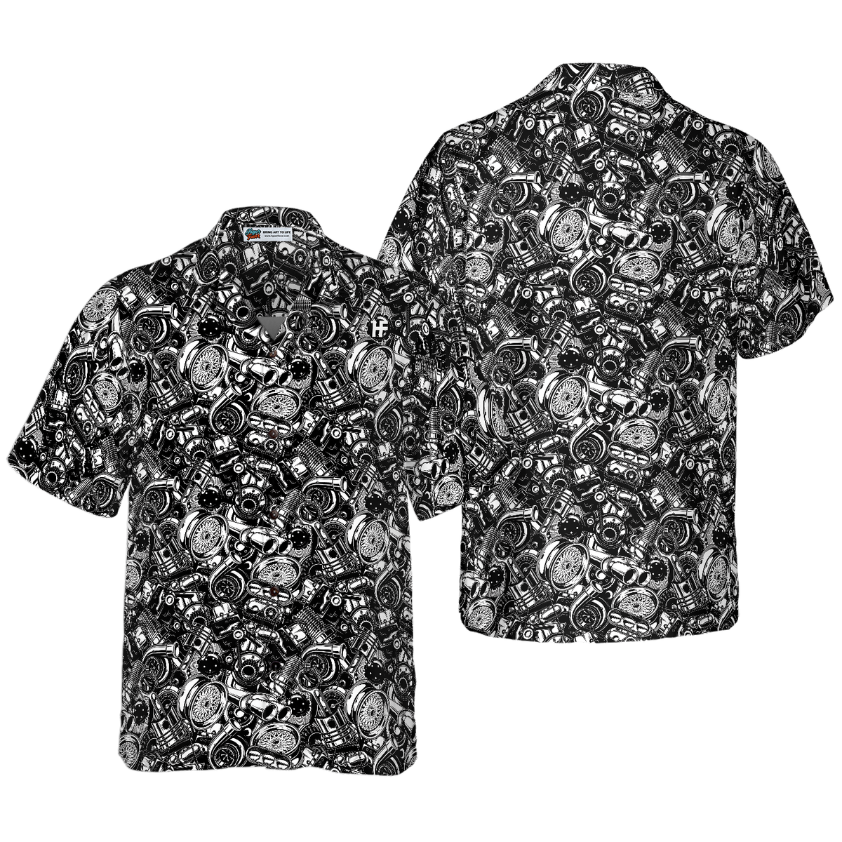 Auto Mechanic Seamless Pattern Hawaiian Shirt - Hyperfavor