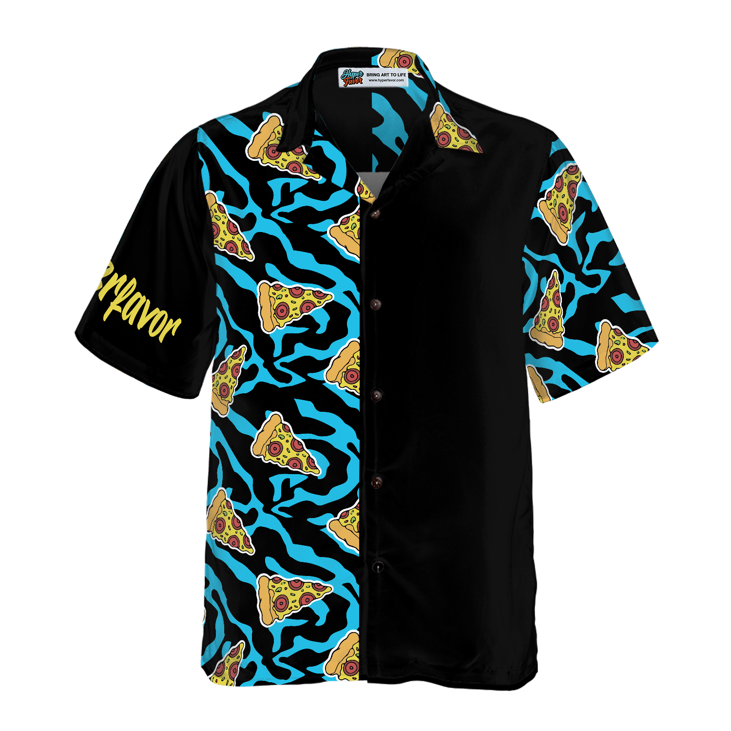 Pizza On Blue Zebra Print Hawaiian Shirt - Hyperfavor