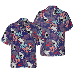 Blue Ocean Coral Sharks Hawaiian Shirt - Hyperfavor