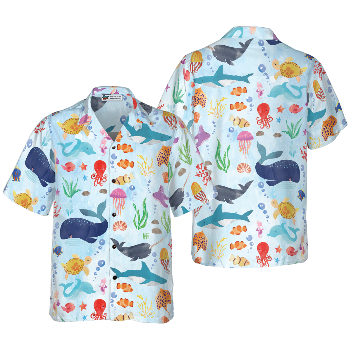 Ocean Fish Pattern Hawaiian Shirt - Hyperfavor