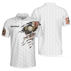 Bald Eagles American Golfer Eagle Golf Ball Texture Polo Shirt - Hyperfavor