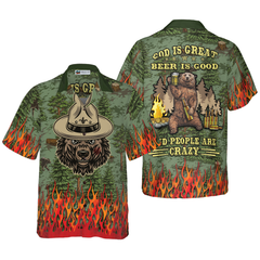 Camping Sheriff Bear Drink Beer Hawaiian Shirt - Hyperfavor