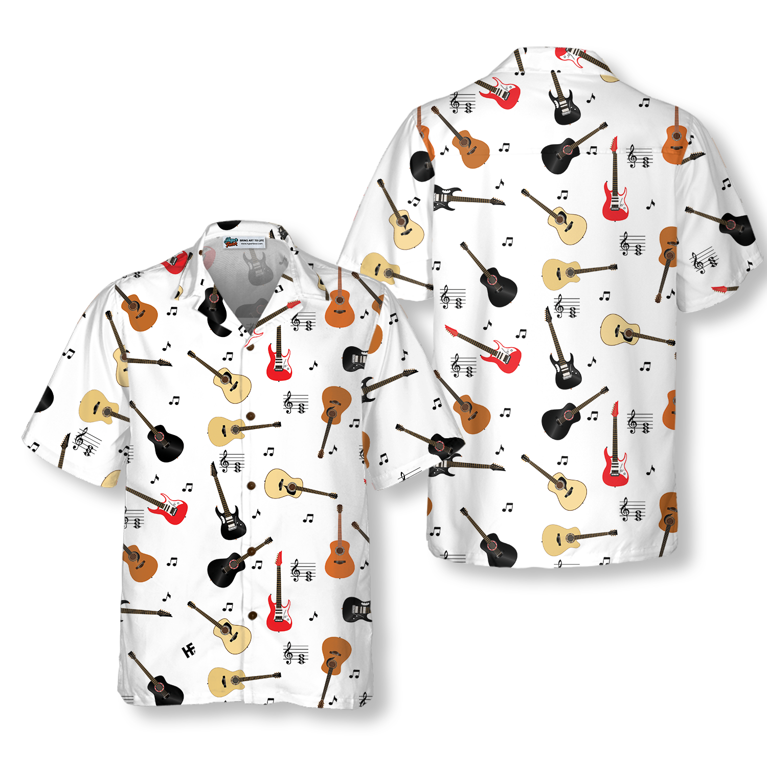 Guitar Musical Note Hawaiian Shirt - Hyperfavor