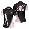 Golf Girl In Black And Pink Plaid Pattern Golf Short Sleeve Women Polo Shirt, Unique Golf Shirt For Ladies - Hyperfavor
