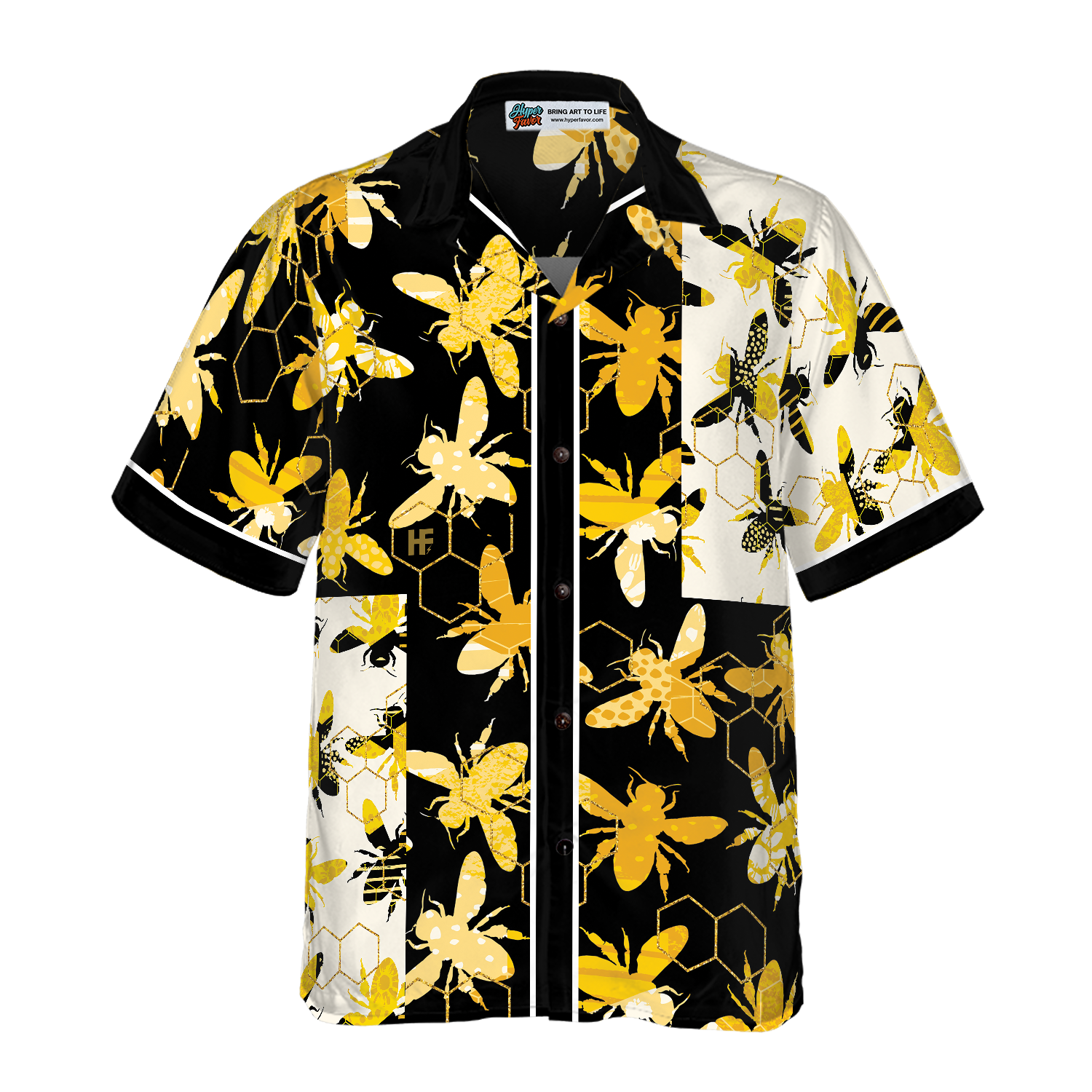 Trendy Geometric Bee Hawaiian Shirt - Hyperfavor