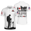 Lest We Forget Veteran Polo Shirt, White American Flag Veteran's Day Shirt, Best Gift For Veterans - Hyperfavor