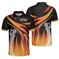 Golf In Passion Golf Polo Shirt, Black Flame Golf Shirt For Men, Cool Gift For Golfers - Hyperfavor