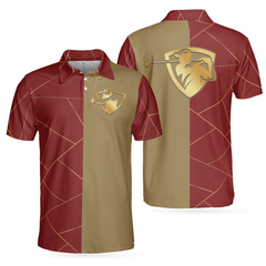 Maroon Color And Golden Lines Golf Polo Shirt - Hyperfavor