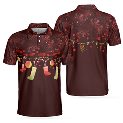 Christmas Golf Polo Shirts- Mens Golf Polo Shirts Short Sleeve- Red Christmas Pattern Shirt Dry Fit- Christmas Shirt Idea Gift For Men - Hyperfavor