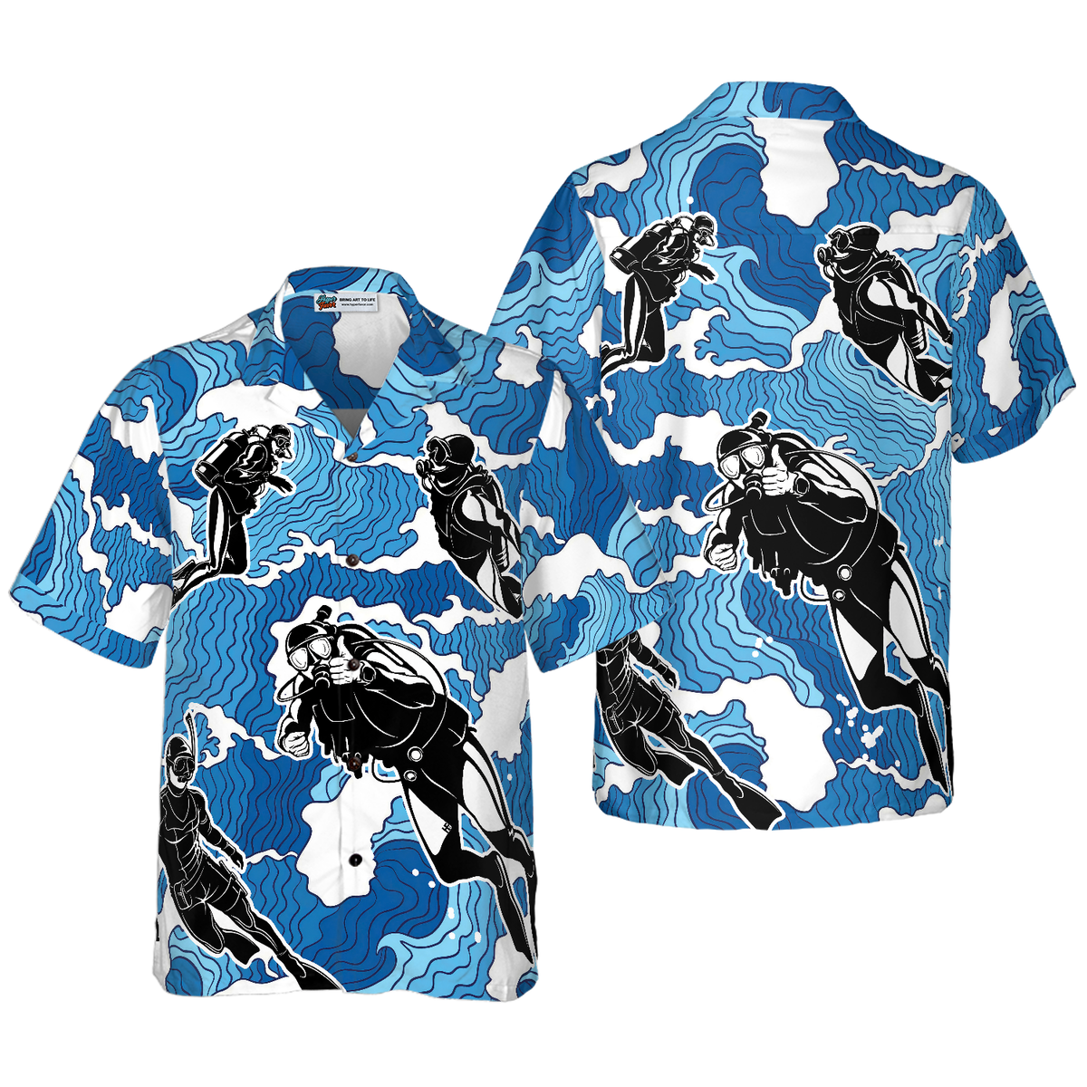 Ocean Wave Scuba Diving Hawaiian Shirt - Hyperfavor