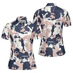 Golf Girl Camouflage V3 Short Sleeve Women Polo Shirt, Camo Golf Shirt For Ladies, Cool Golf Gift For Women - Hyperfavor