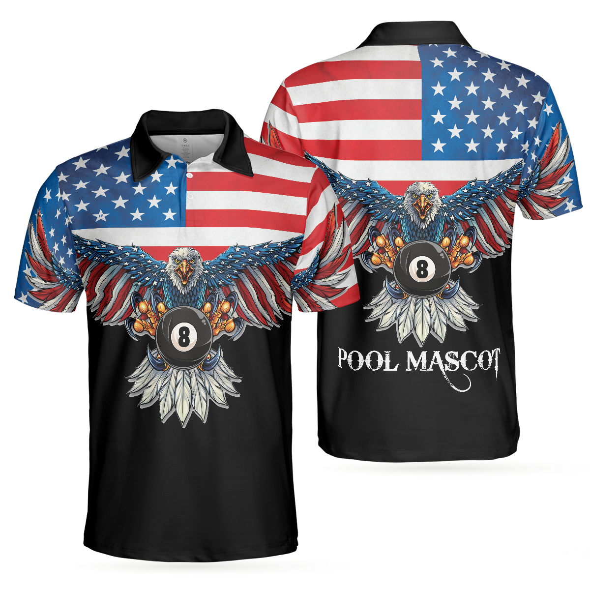 Billiards American Eagle Pool Mascot Polo Shirt - Hyperfavor