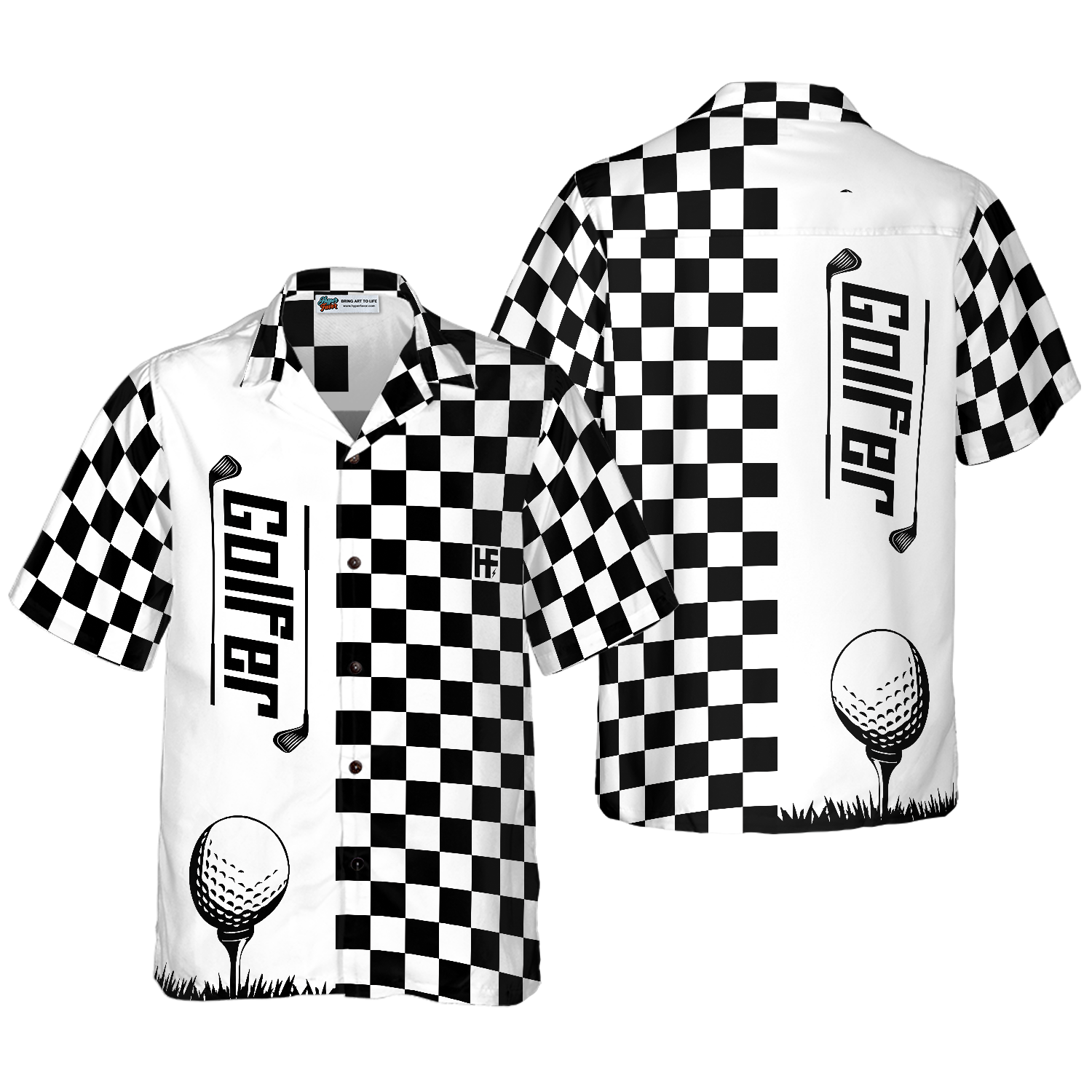 Checkerboard Style Golfer Hawaiian Shirt - Hyperfavor