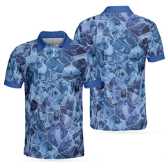 Holy Blue Stained Glass Polo Shirt, Blue Jesus Gallery Polo Shirt, Best Christian Shirt For Men - Hyperfavor