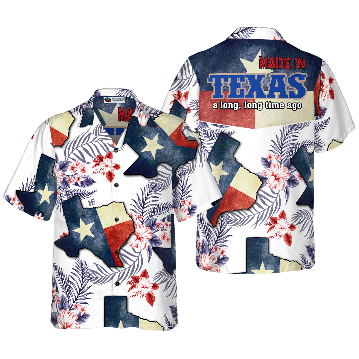 Floral Texas Hawaiian Shirt For Men, Made In A Long Time Ago Texas State Shirt, Proud Texas Flag Shirt for Men - Hyperfavor