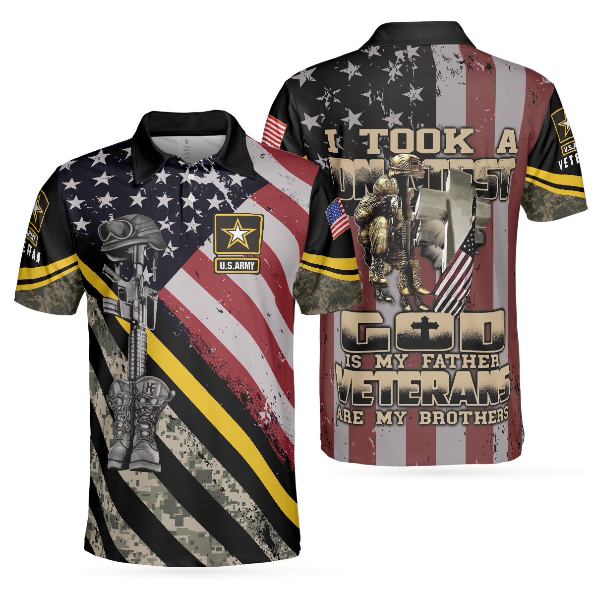 US Army Veteran DNA Polo Shirt, American Flag Veteran Polo Shirt For Adults, Best Gift Idea For Veterans - Hyperfavor