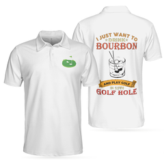 Drink Bourbon And Play Golf In 19th Golf Hole Polo Shirt For Men, Golf Course And Bourbon Whiskey Golf Polo Shirt - Hyperfavor