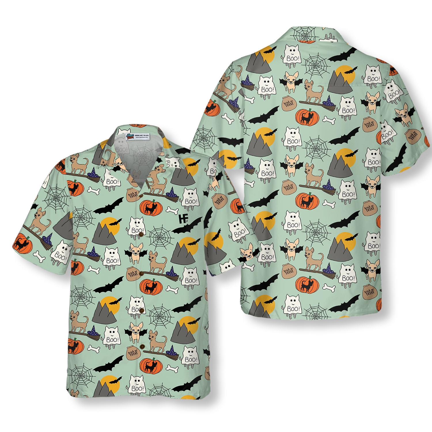 Halloween Chihuahua Shirt For Men Hawaiian Shirt - Hyperfavor