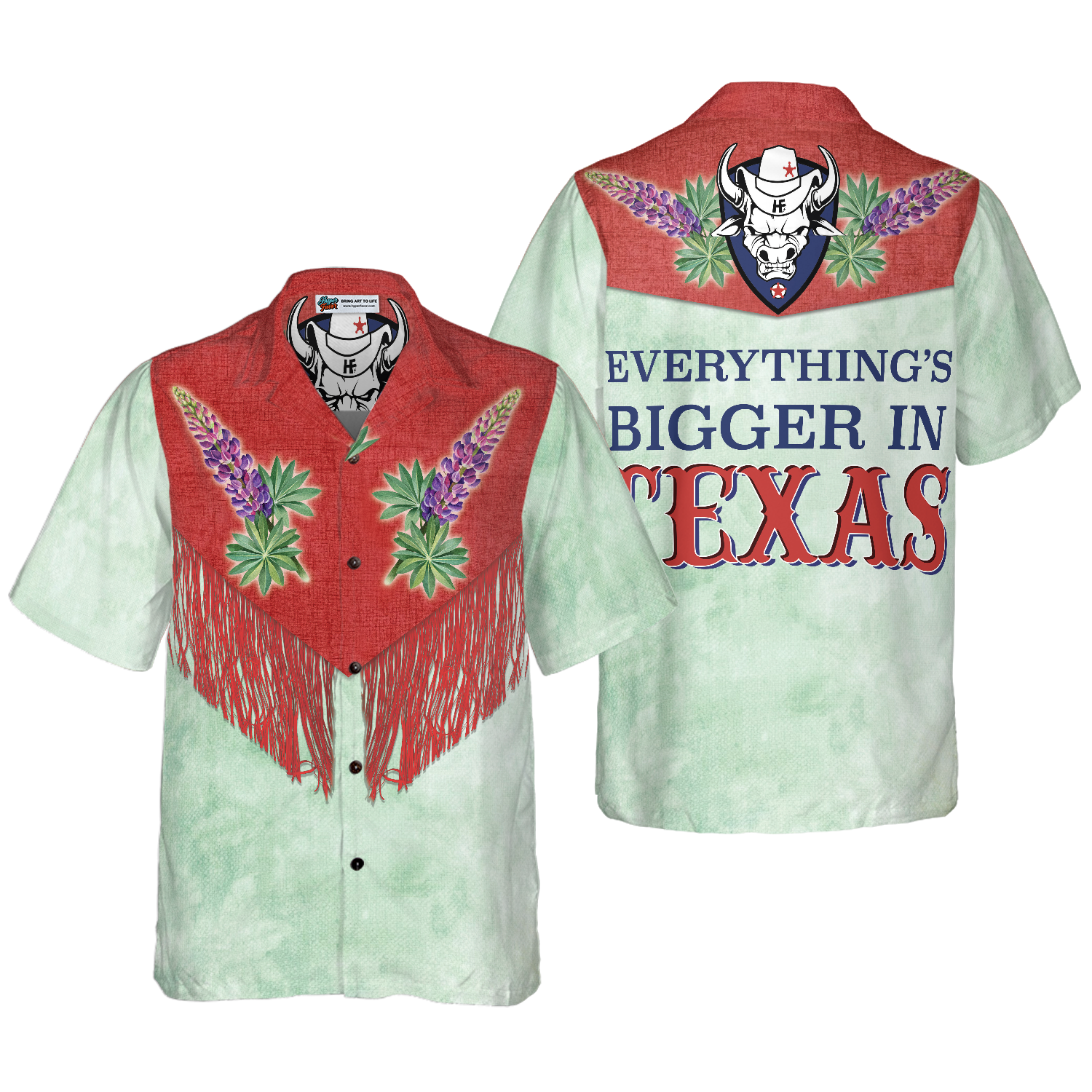 Bluebonnet Cowboy Texas Vintage Western Hawaiian Shirt, Everything's Bigger In Texas Shirt, Texas Home Shirt For Men - Hyperfavor