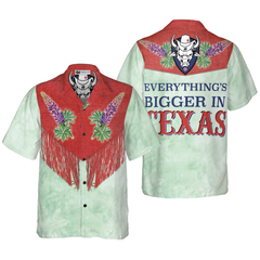 Bluebonnet Cowboy Texas Vintage Western Hawaiian Shirt, Everything's Bigger In Texas Shirt, Texas Home Shirt For Men - Hyperfavor