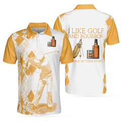 Golf And Wine Polo Shirt, Orange Argyle Pattern Golf Shirt For Male Players, Funny Golf Shirt With Sayings - Hyperfavor