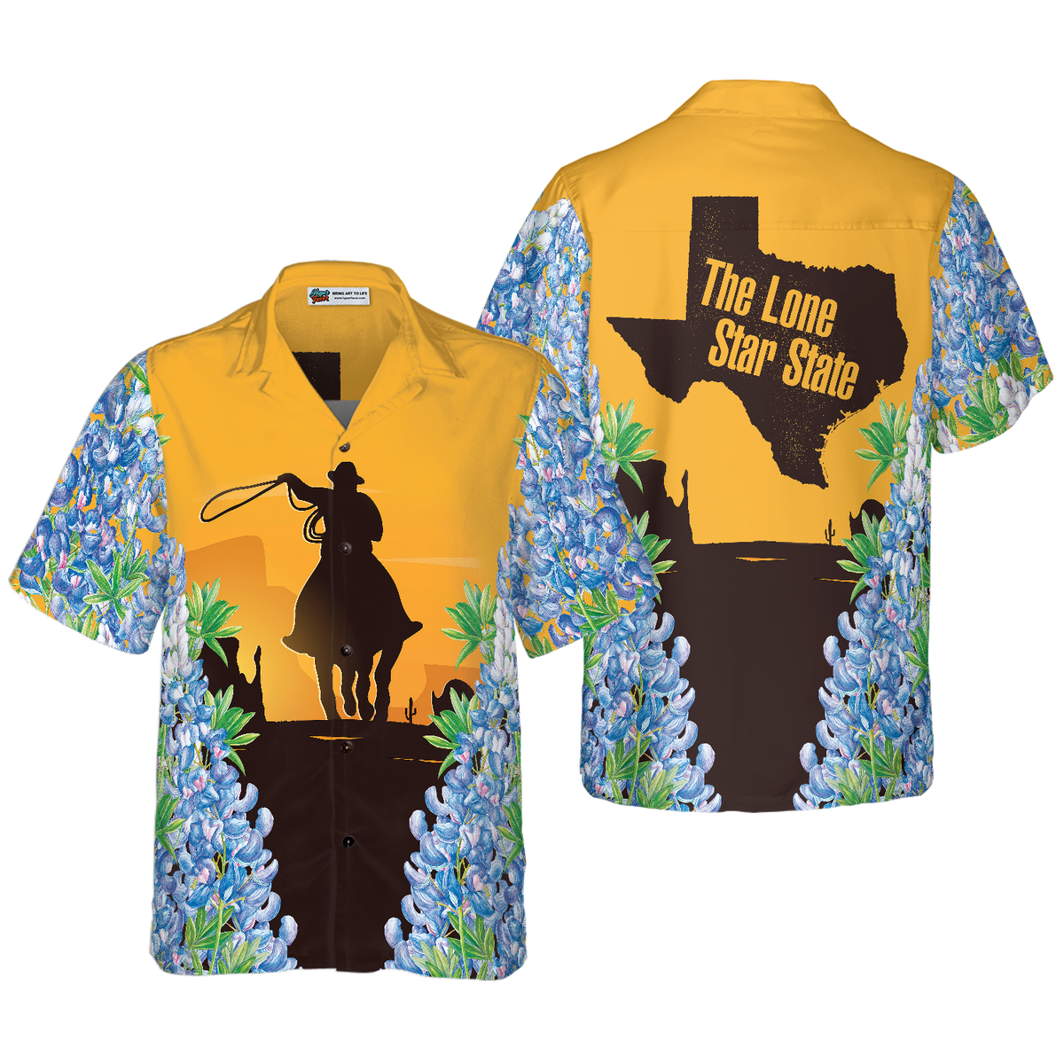 Texas Bluebonnets Rodeo Hawaiian Shirt, Casual Short Sleeve Texas Shirt, Proud Texas Flag Shirt For Men - Hyperfavor