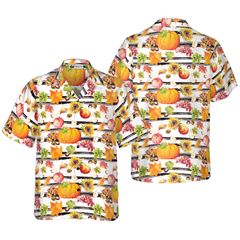 Watercolor Thanksgiving Vegetables With Black Stripes Hawaiian Shirt - Hyperfavor