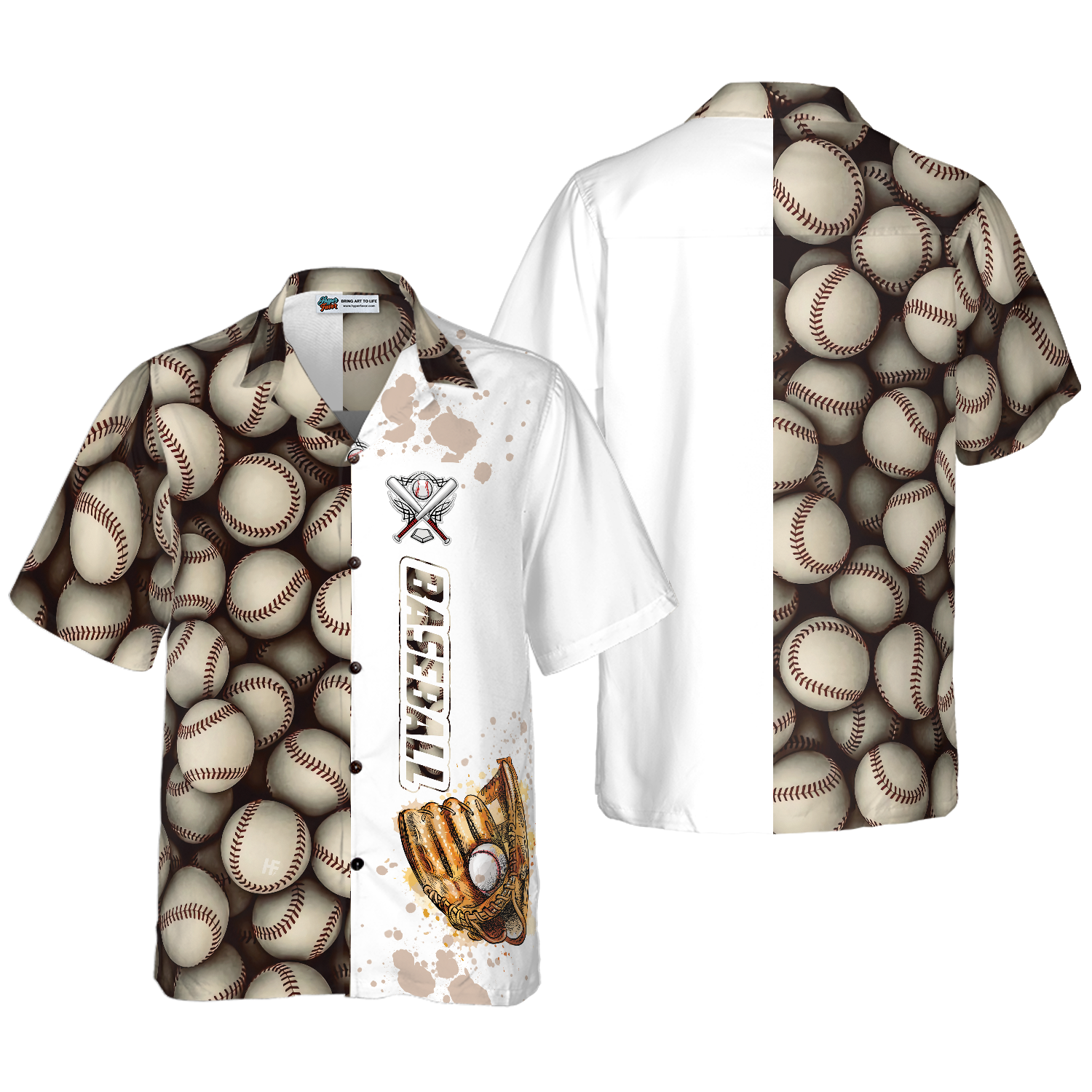 Baseball Pattern And Logo Hawaiian Shirt - Hyperfavor